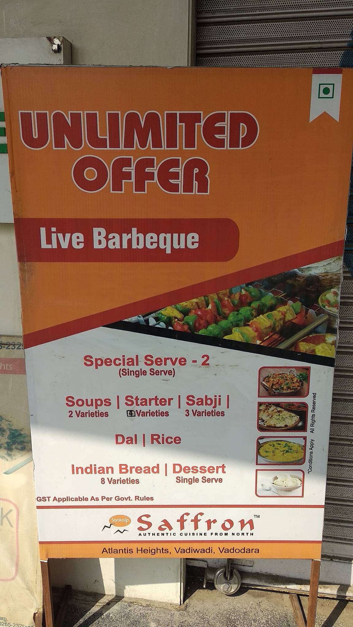 Menu at Saffron Restaurant, Vadodara, 02