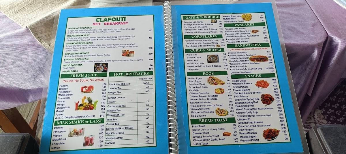Clafouti Restaurant menu