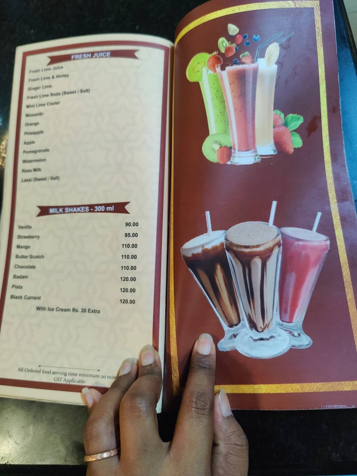 Vasanta Bhavan menu