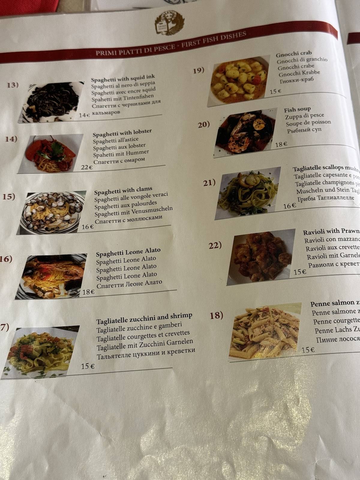 Menu di Osteria Leone Alato 