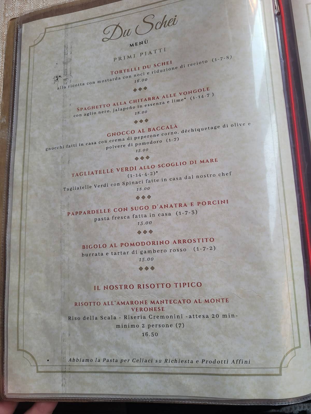 Menu di Osteria Du Schei 
