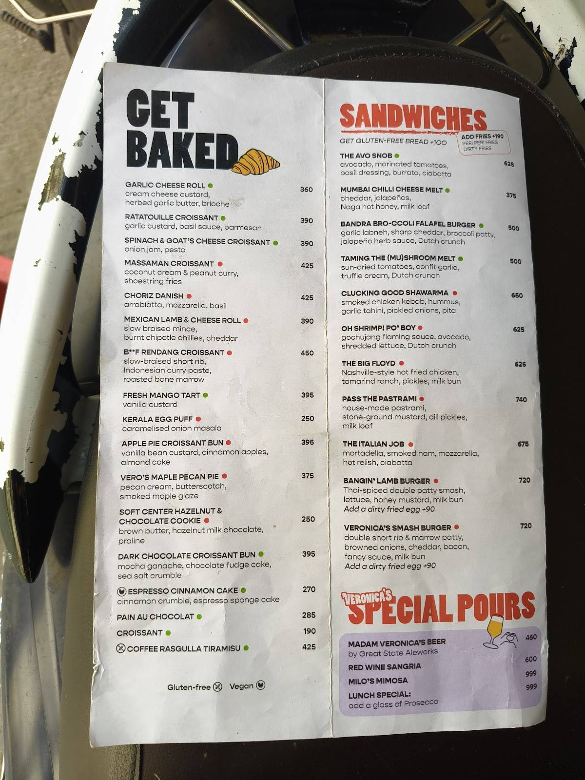 Veronica's menu