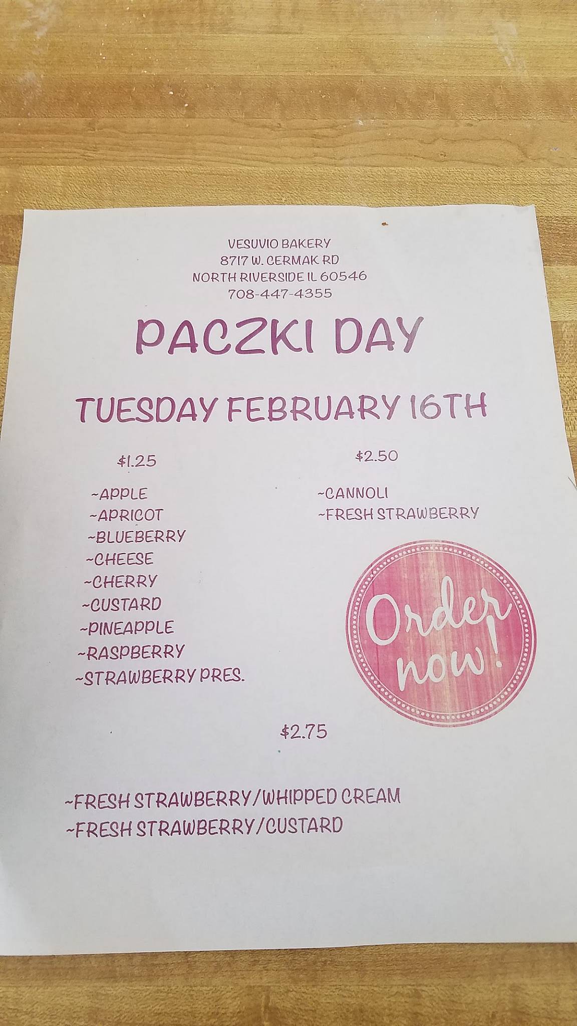 Menu at Vesuvio Bakery & Deli, North Riverside, Cermak Rd