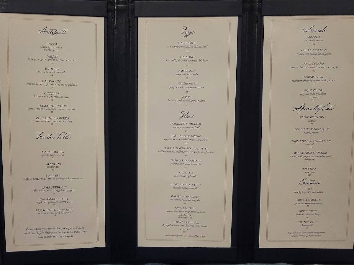 Menu de Via Allegro Ristorante