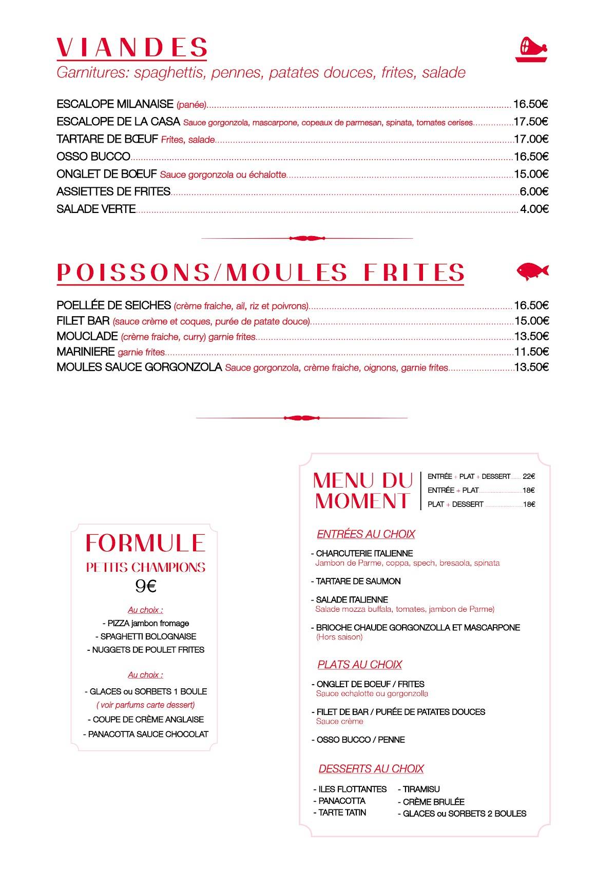 Menu de Via Roma