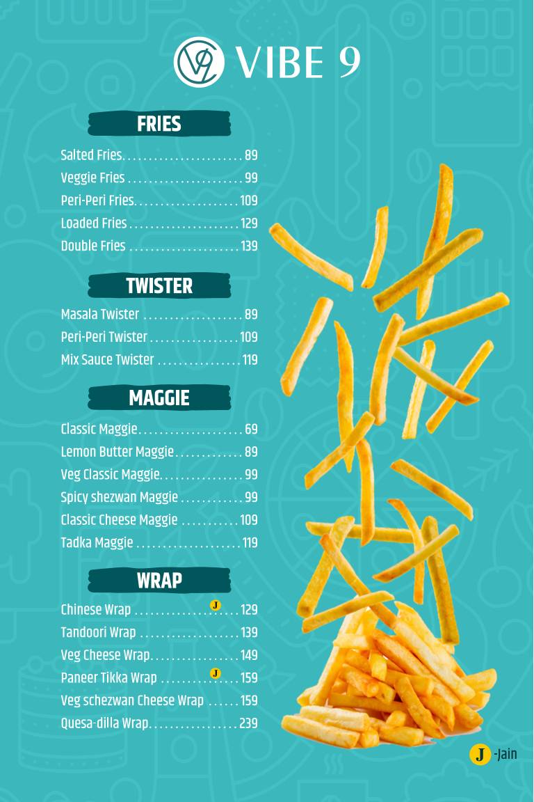 Vibe 9 menu