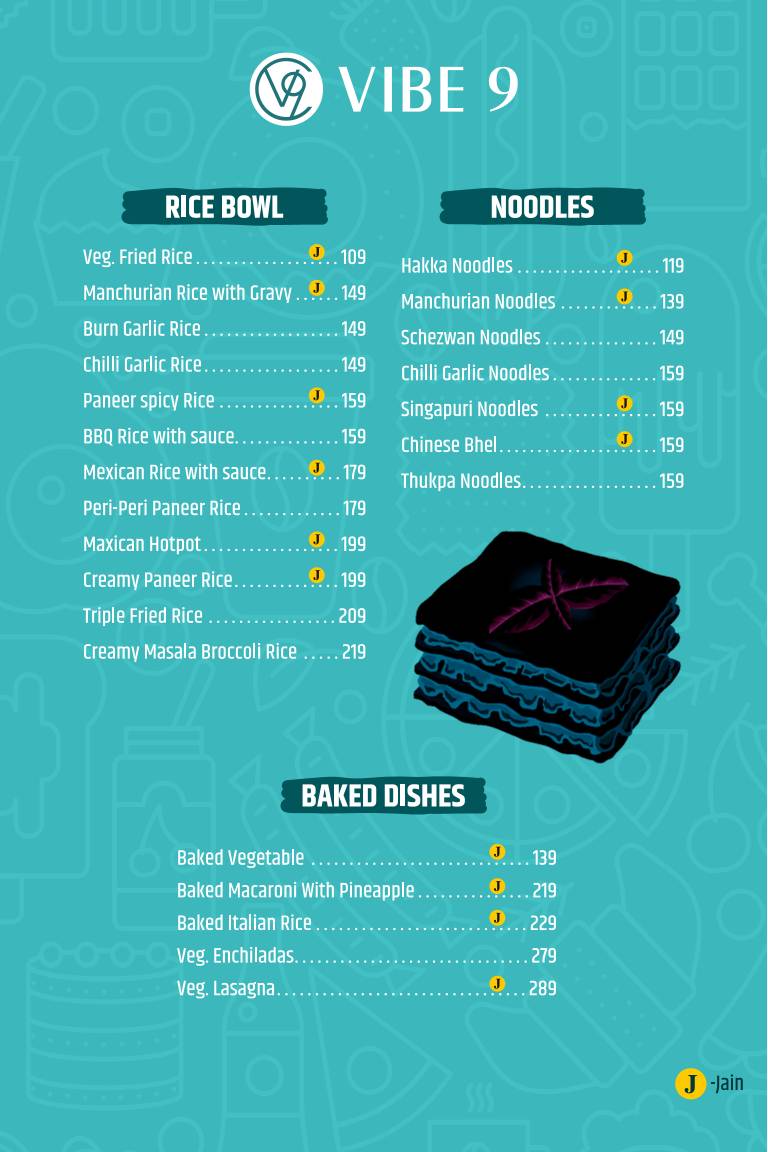 Vibe 9 menu