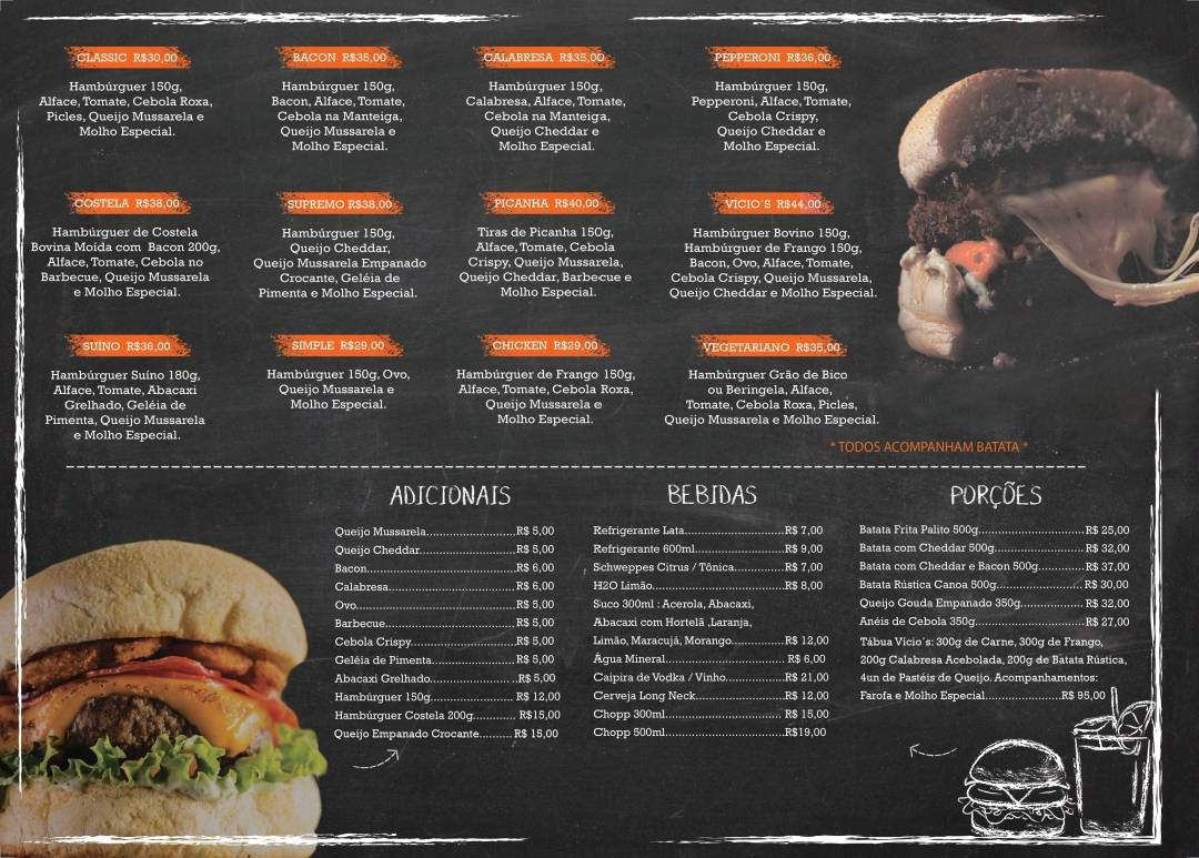 Vício's Burger Hamburgueria cardápio