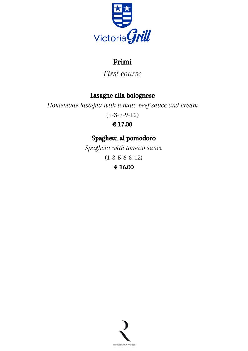 Menu di Victoria Grill 