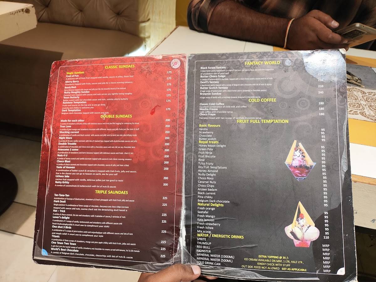 Temptations Vijayawada menu