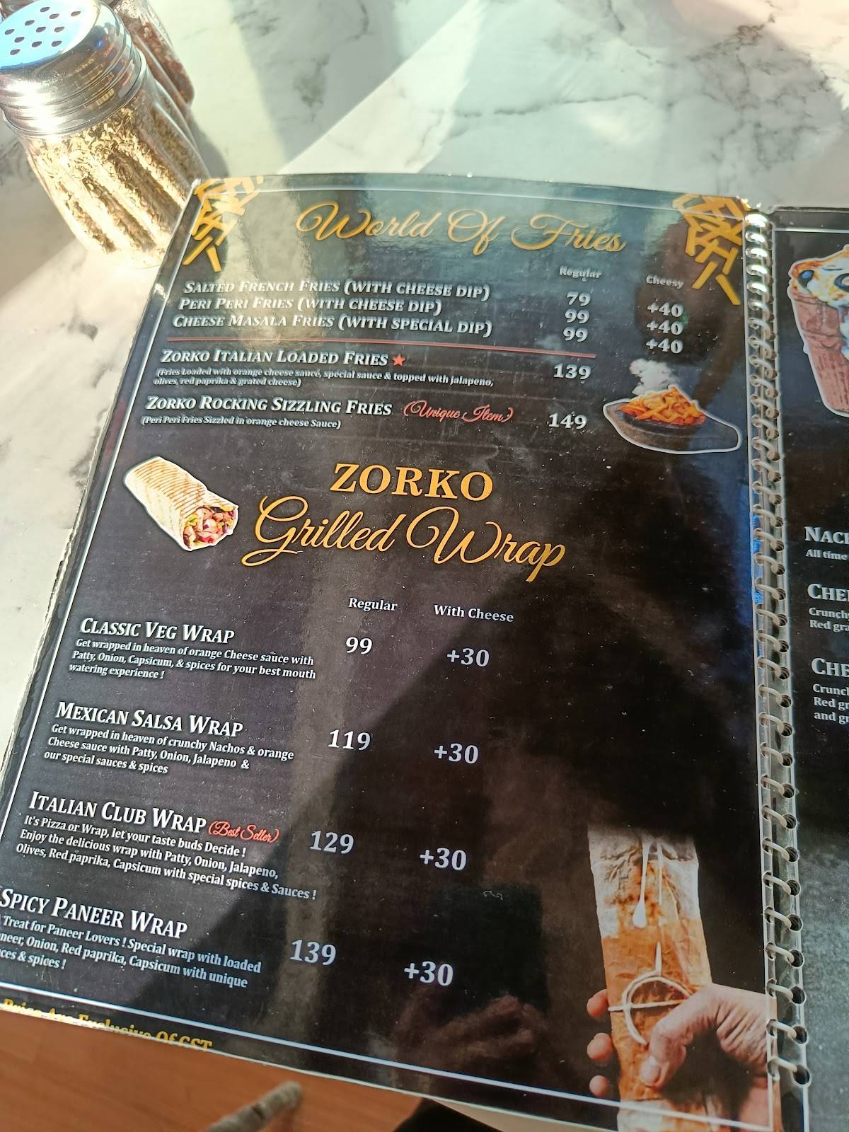 Zorko Vikasnagar menu