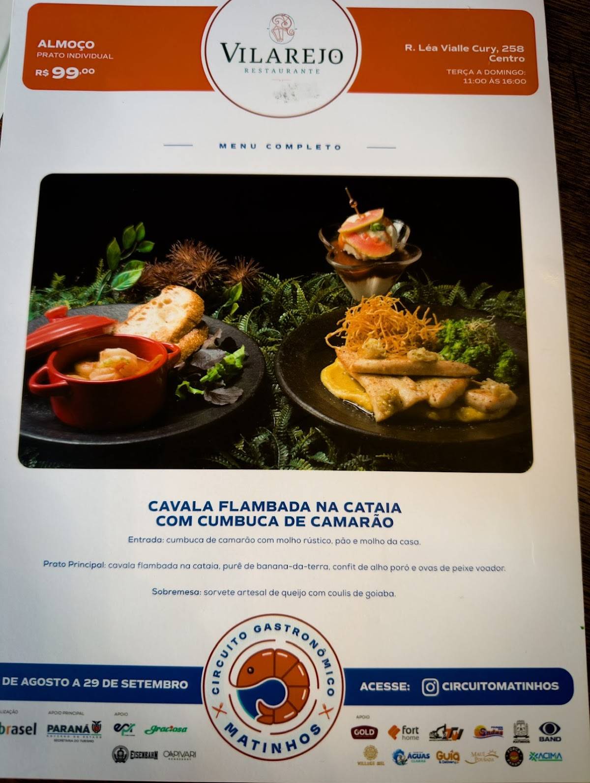 Vilarejo Restaurante - Centro cardápio