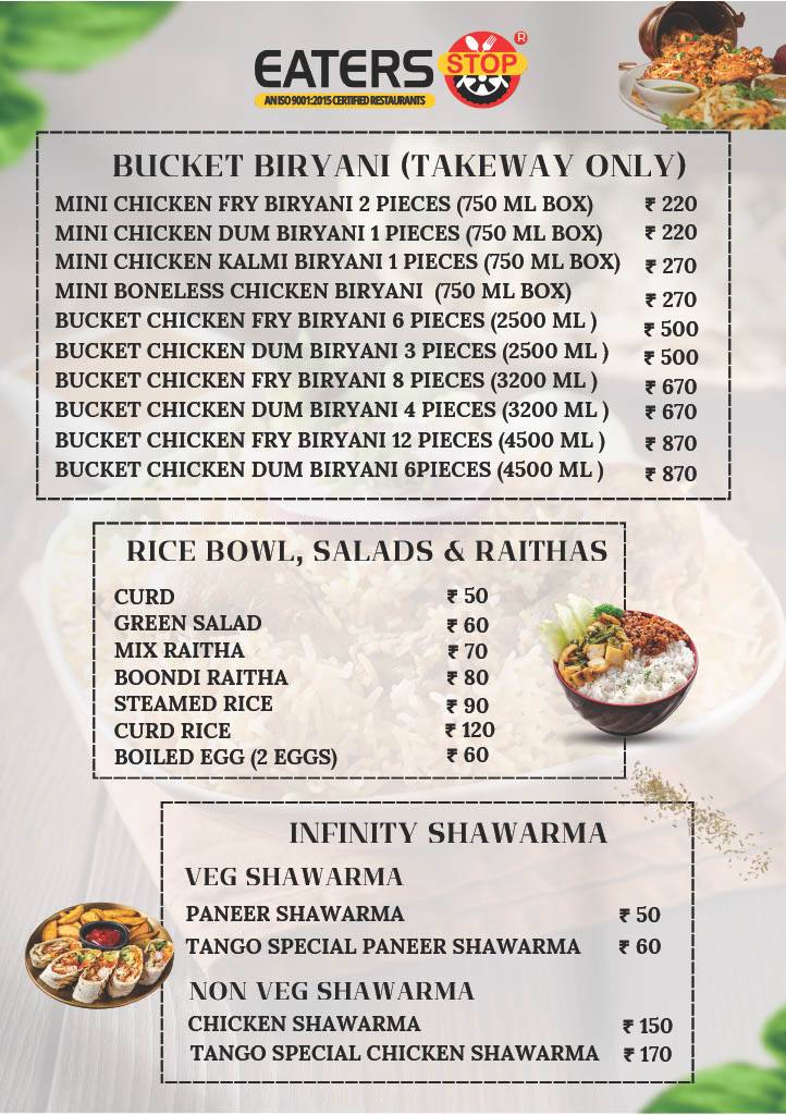 Eaters Stop Restaurant menu