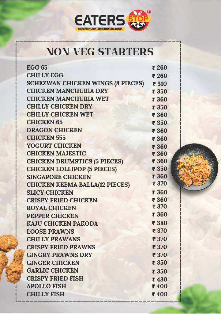 Eaters Stop Restaurant menu