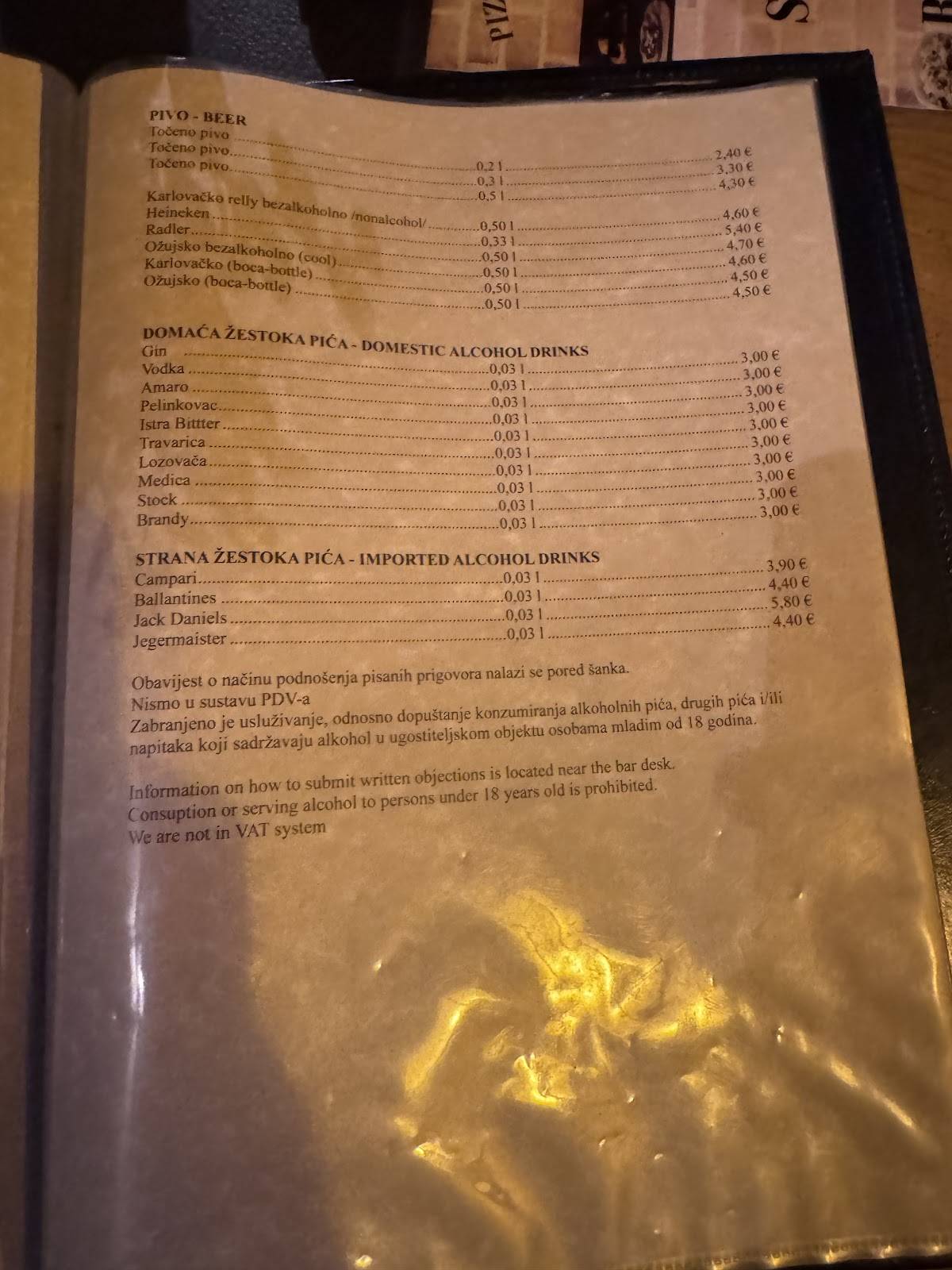 Menu di Pizzeria&Spaghetteria Angolo 