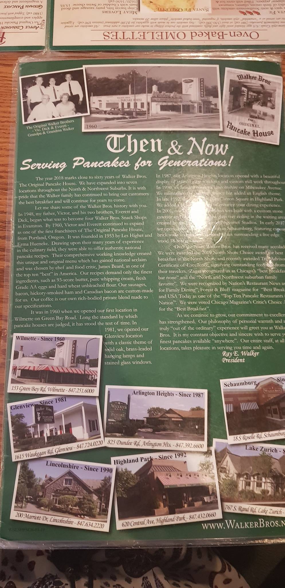 Menu at Walker Bros. Original Pancake House restaurant, Lincolnshire