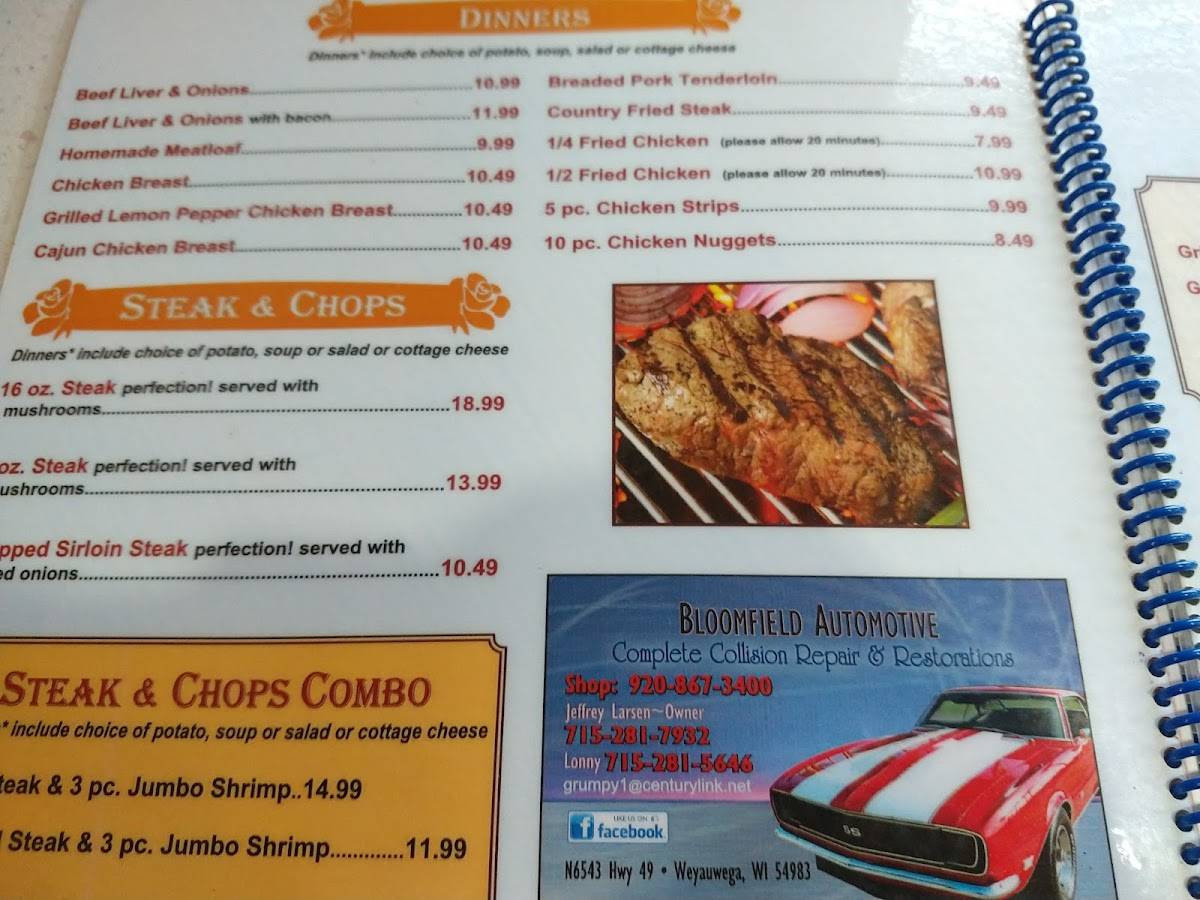 Menu at Rose Garden Family Restaurant, Waupaca