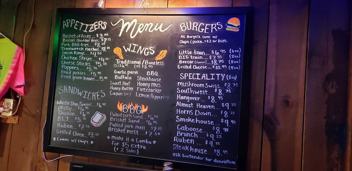Menu at Whistle Stop Bar and Grill, Buckhannon