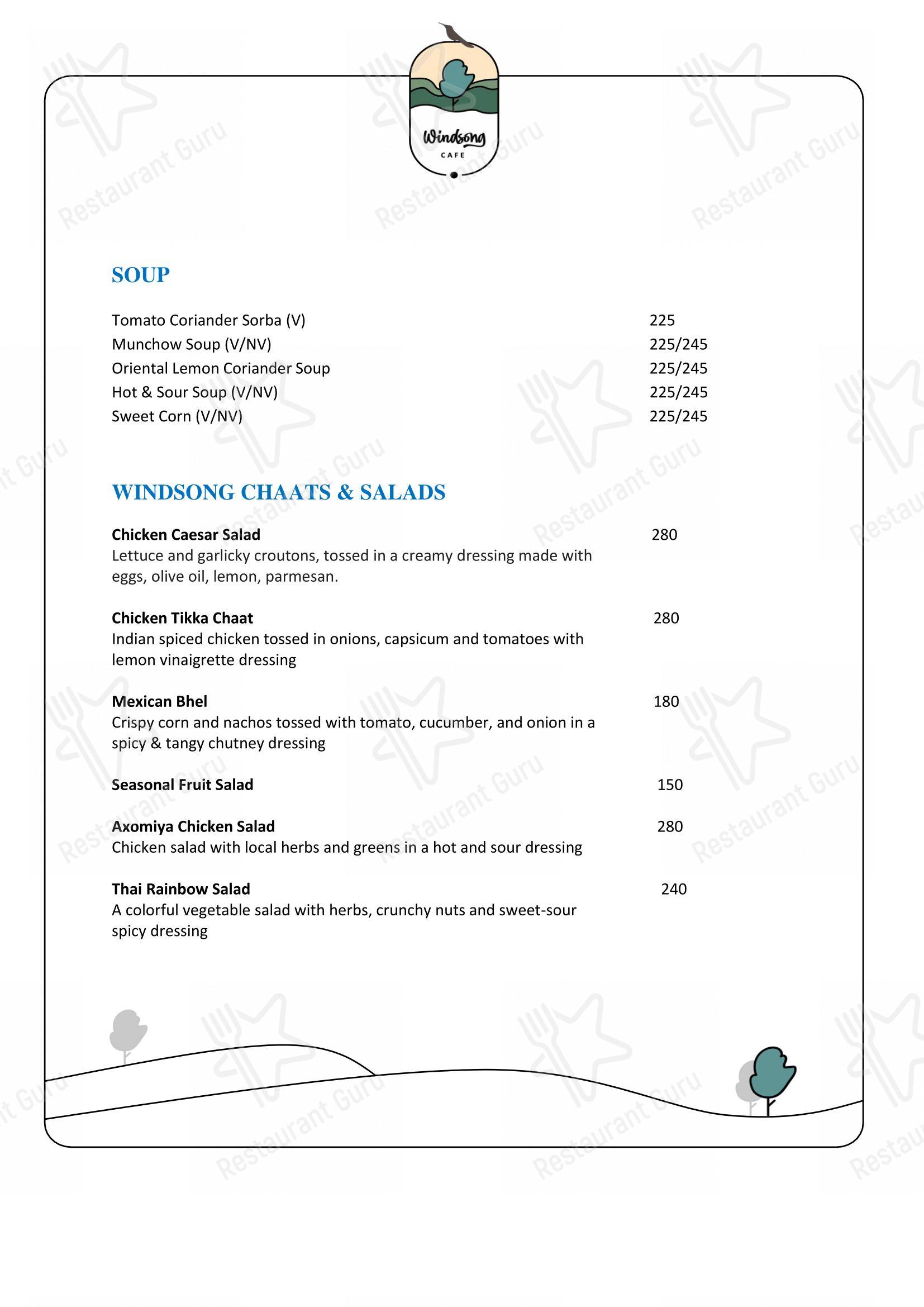 Windsong cafe ৱিন্ড চং ক্যেফে - Menu