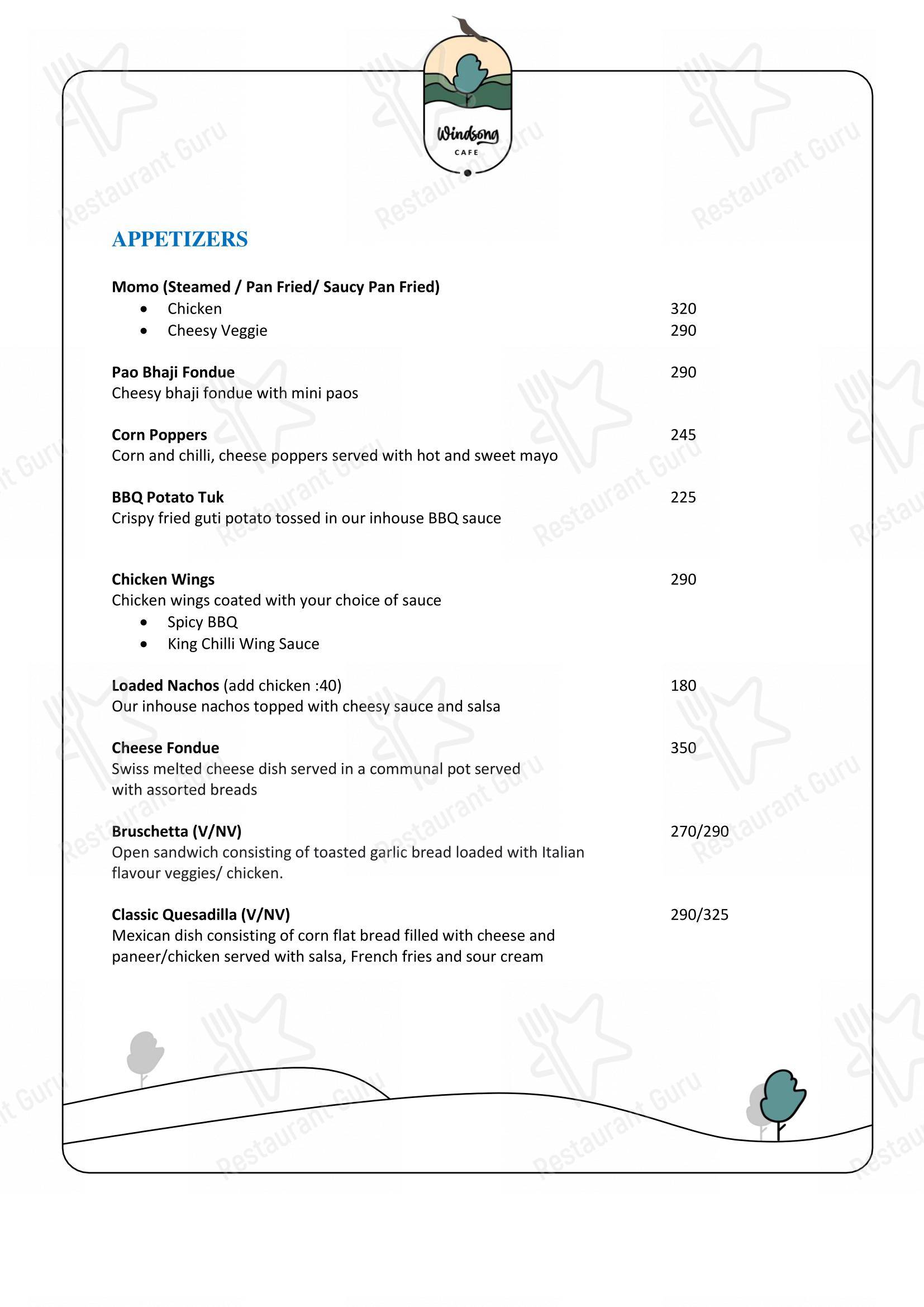 Windsong cafe ৱিন্ড চং ক্যেফে - Menu