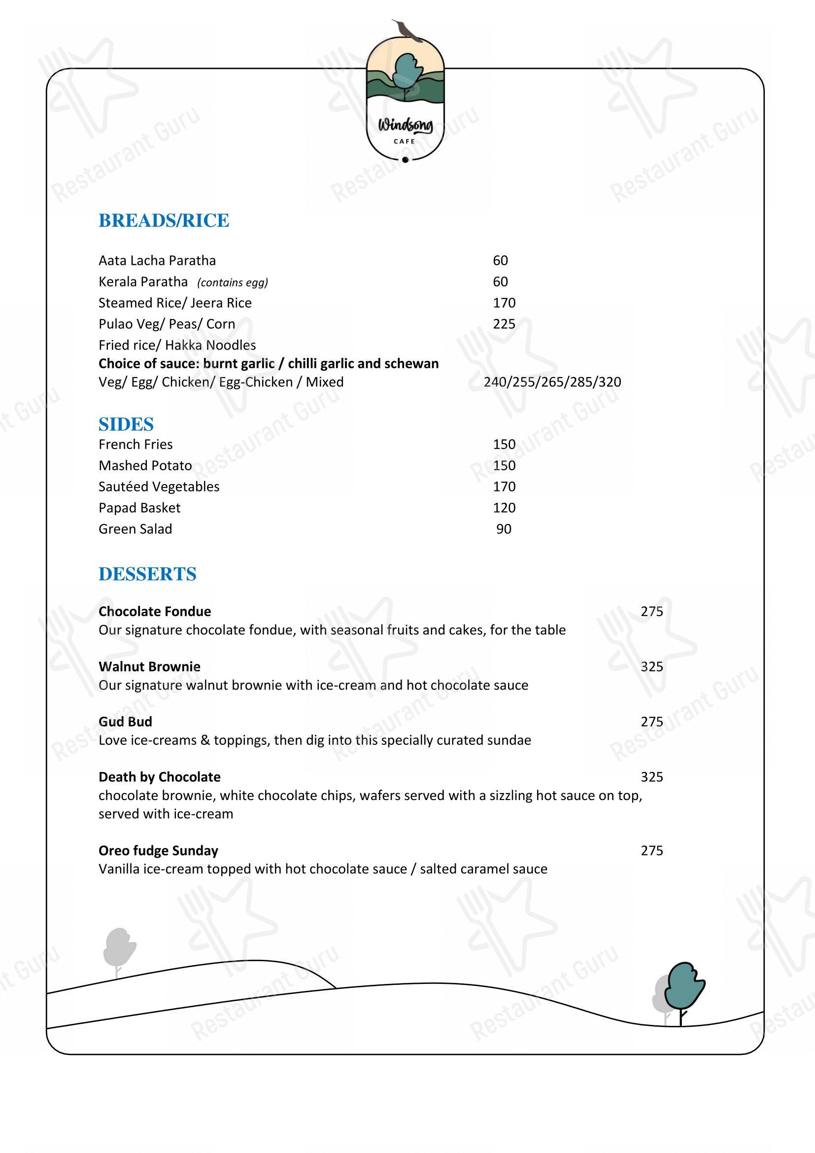 Windsong cafe ৱিন্ড চং ক্যেফে in Dibrugarh - Menu