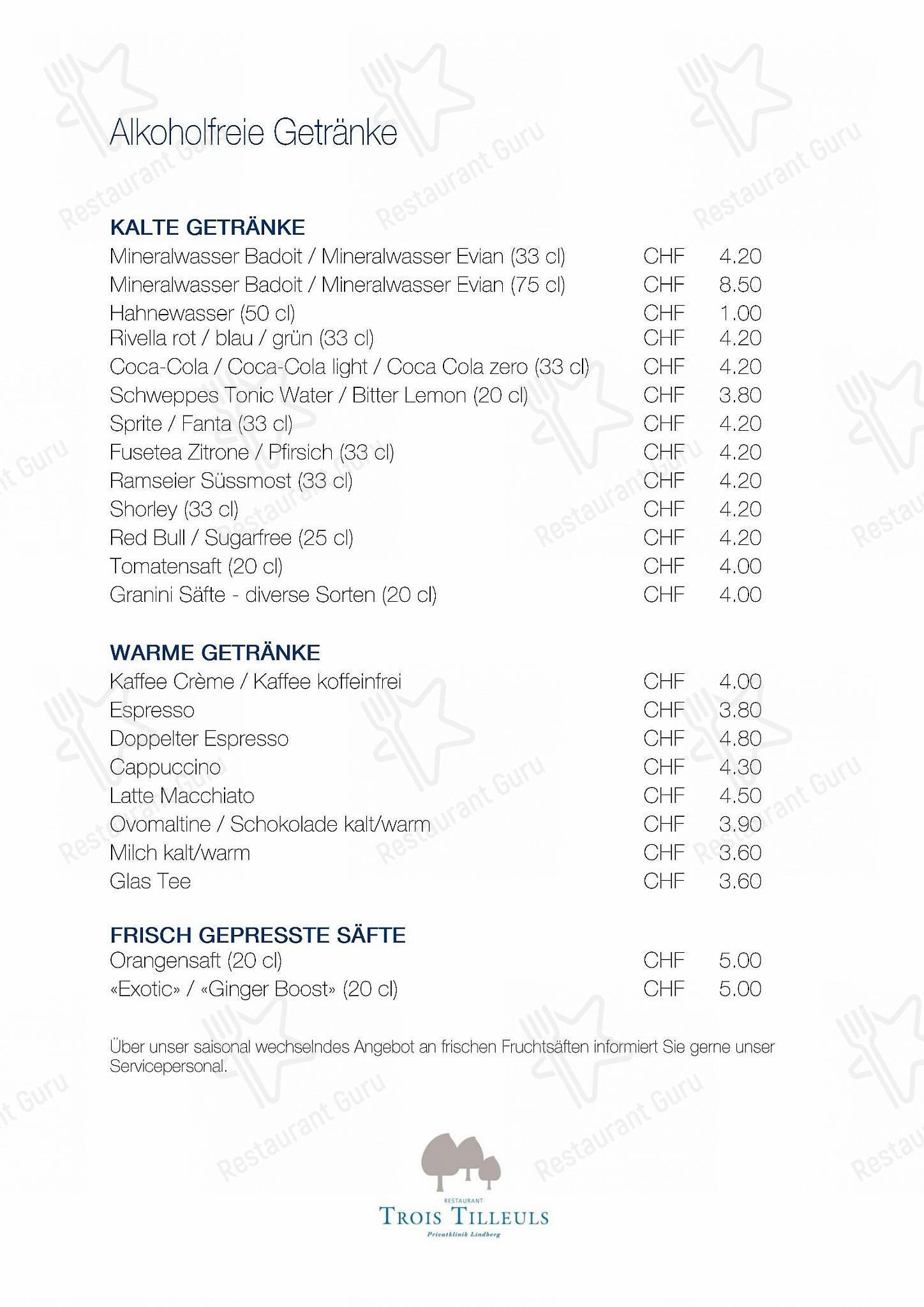 Trois Tilleuls in Winterthur - Menu