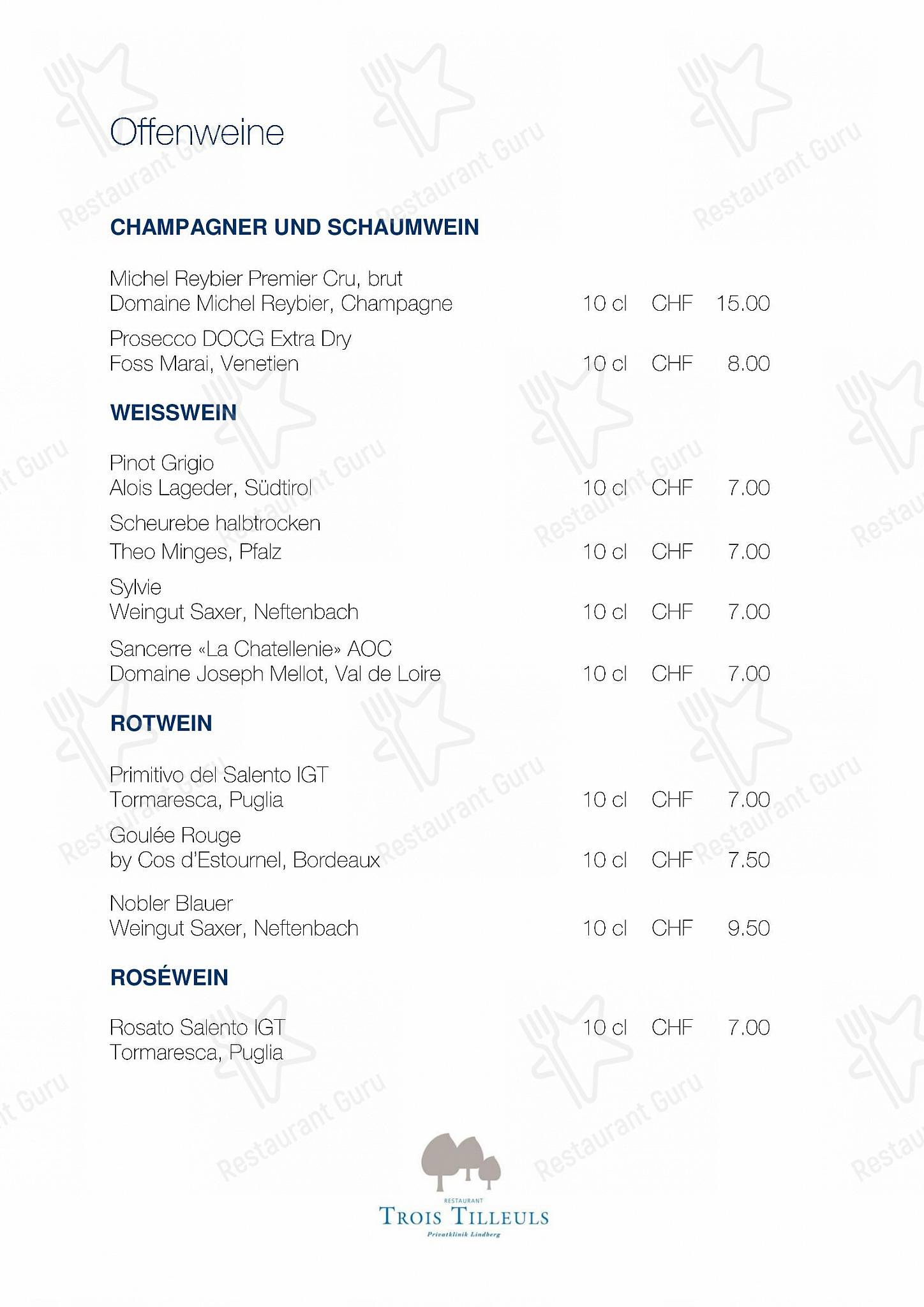 Trois Tilleuls in Winterthur - Menu