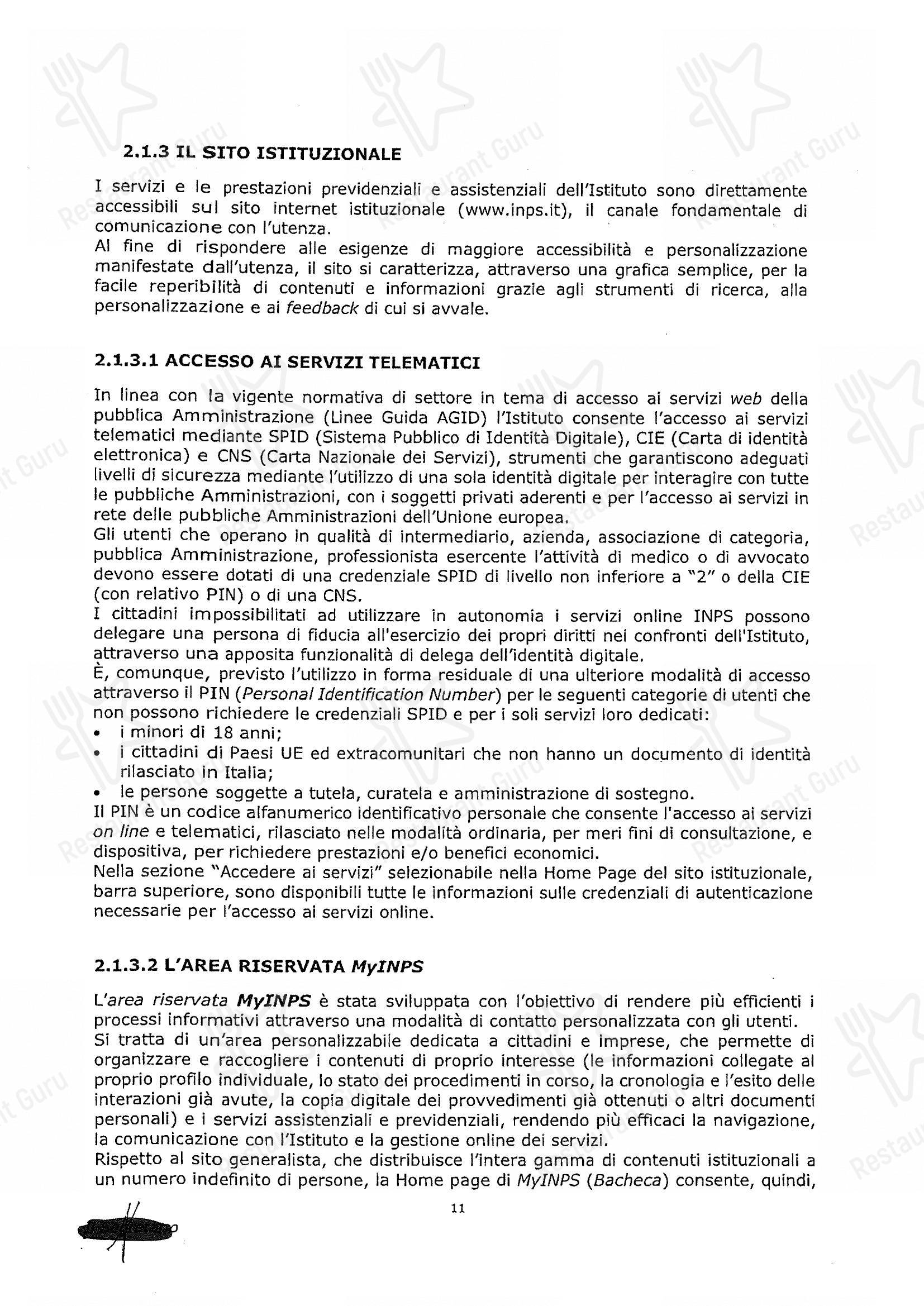Menu bar per Woods - Centocelle in Roma