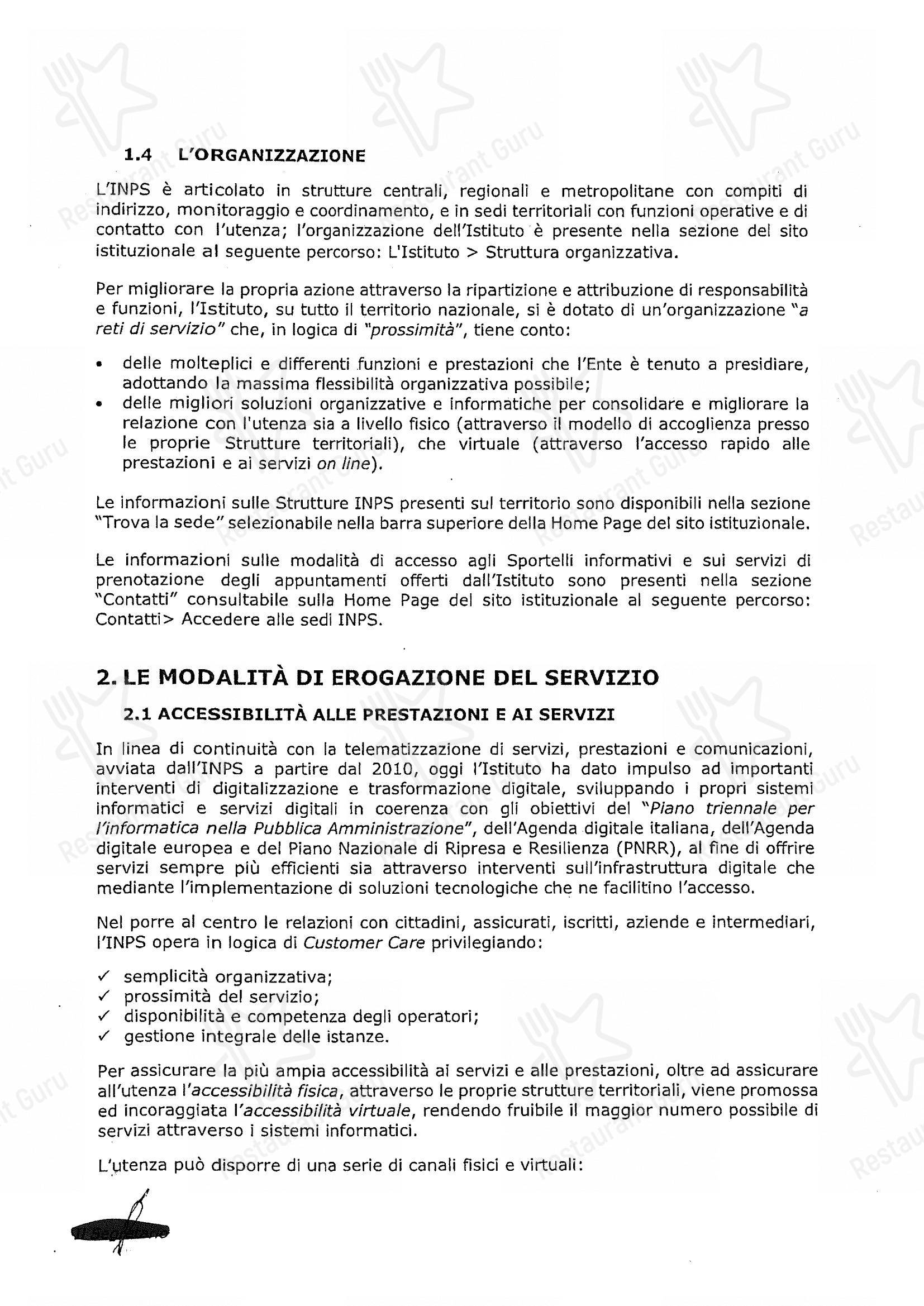 Menu bar per Woods - Centocelle in Roma