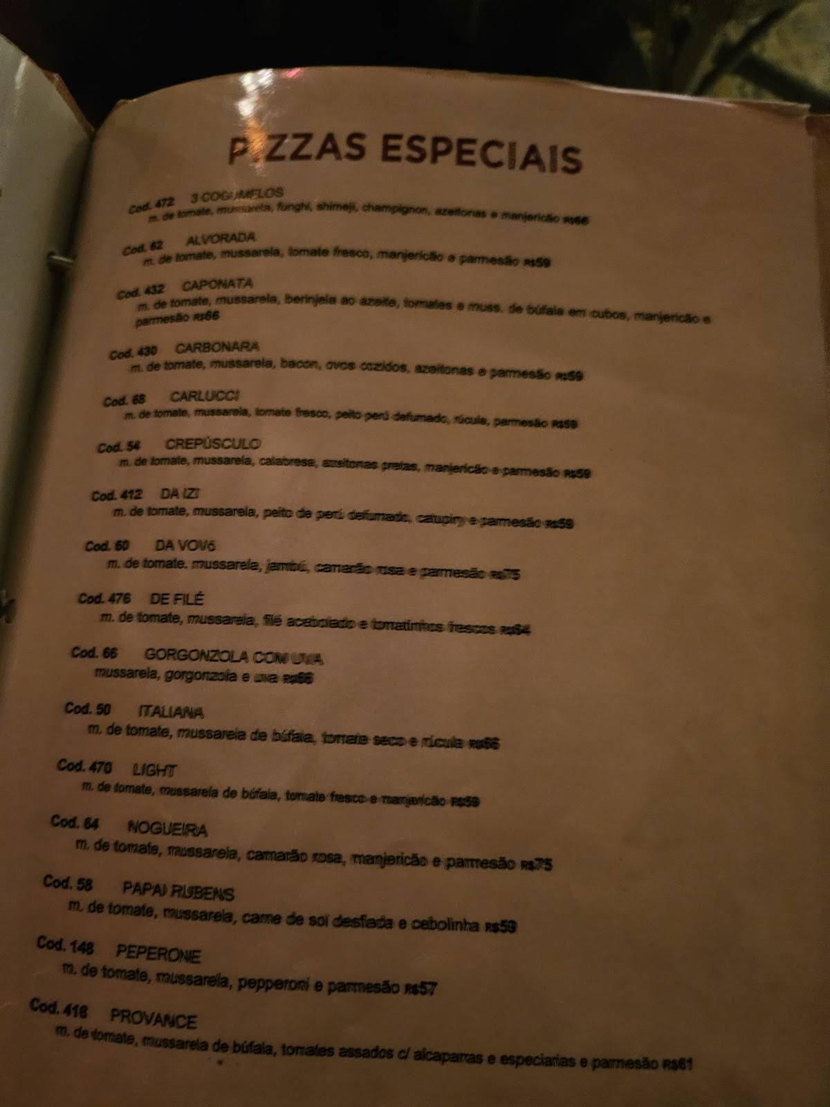 Xícara da Silva cardápio