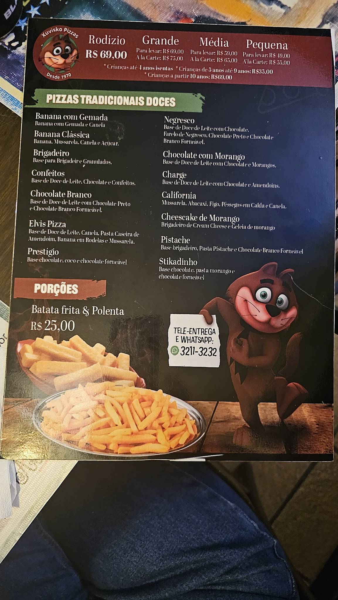 Xuvisko Pizzas cardápio