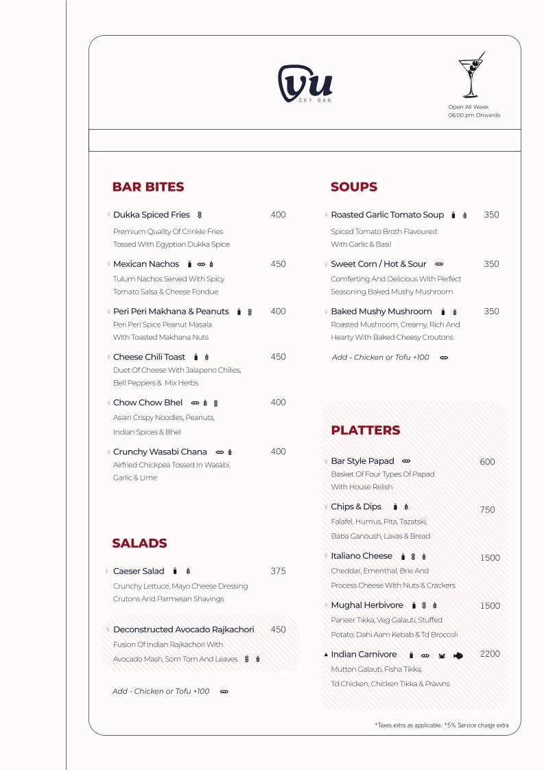 YU Lounge & Bar menu