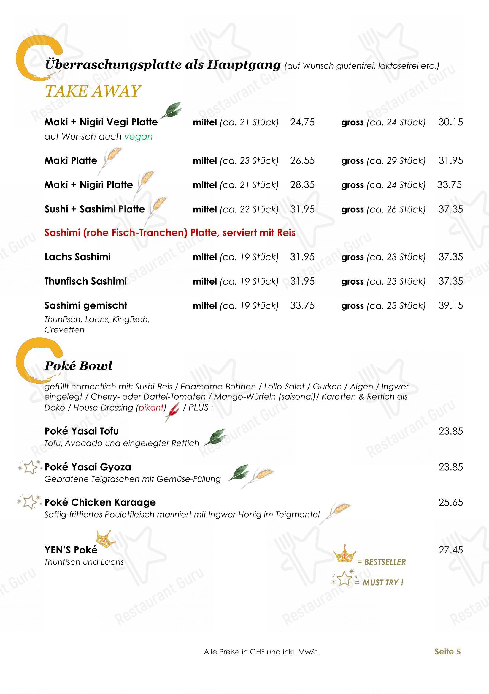 Menu per YEN'S Restaurant ristorante