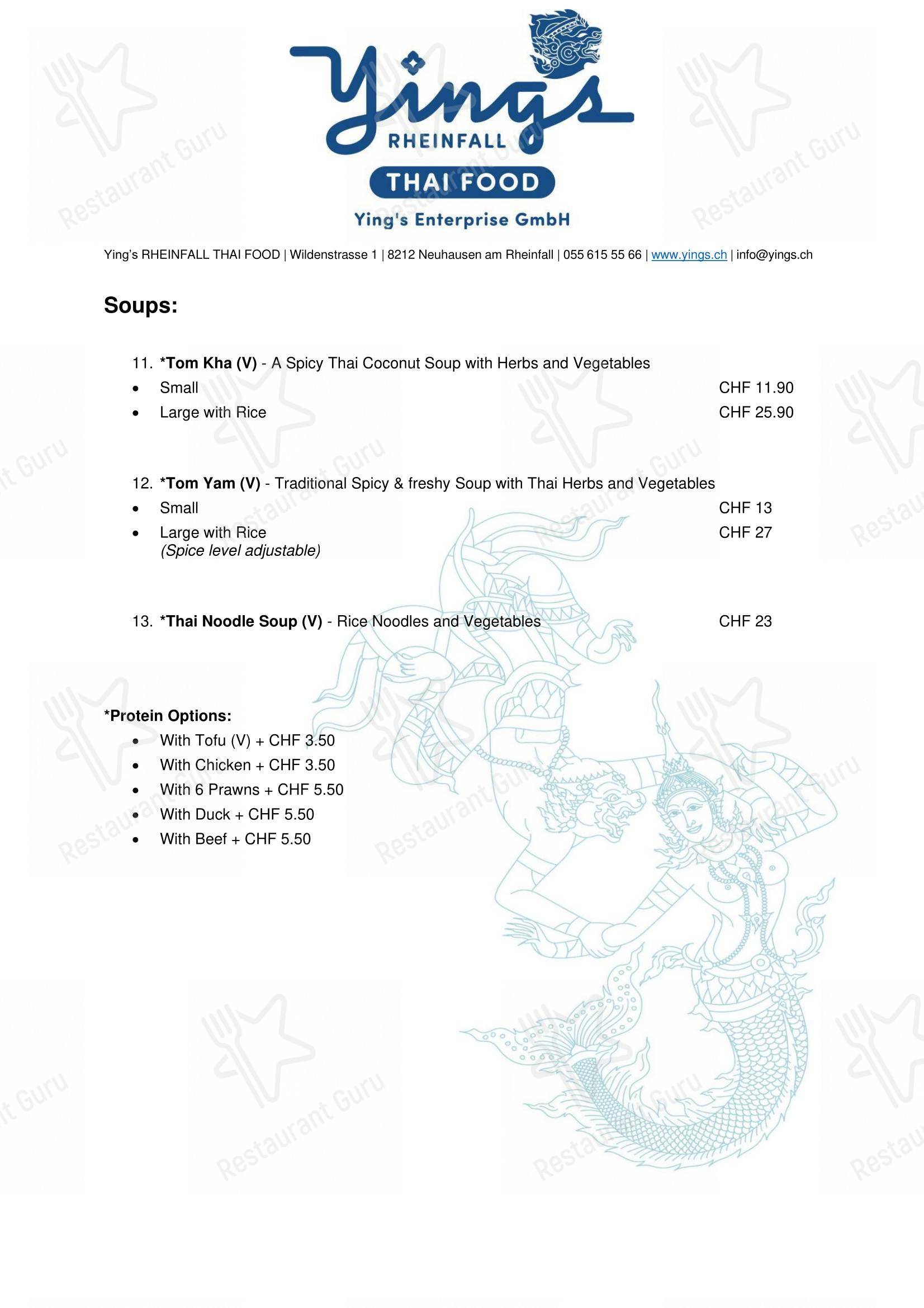 Коктейльная карта per Ying’s RHEINFALL THAI FOOD ristorante