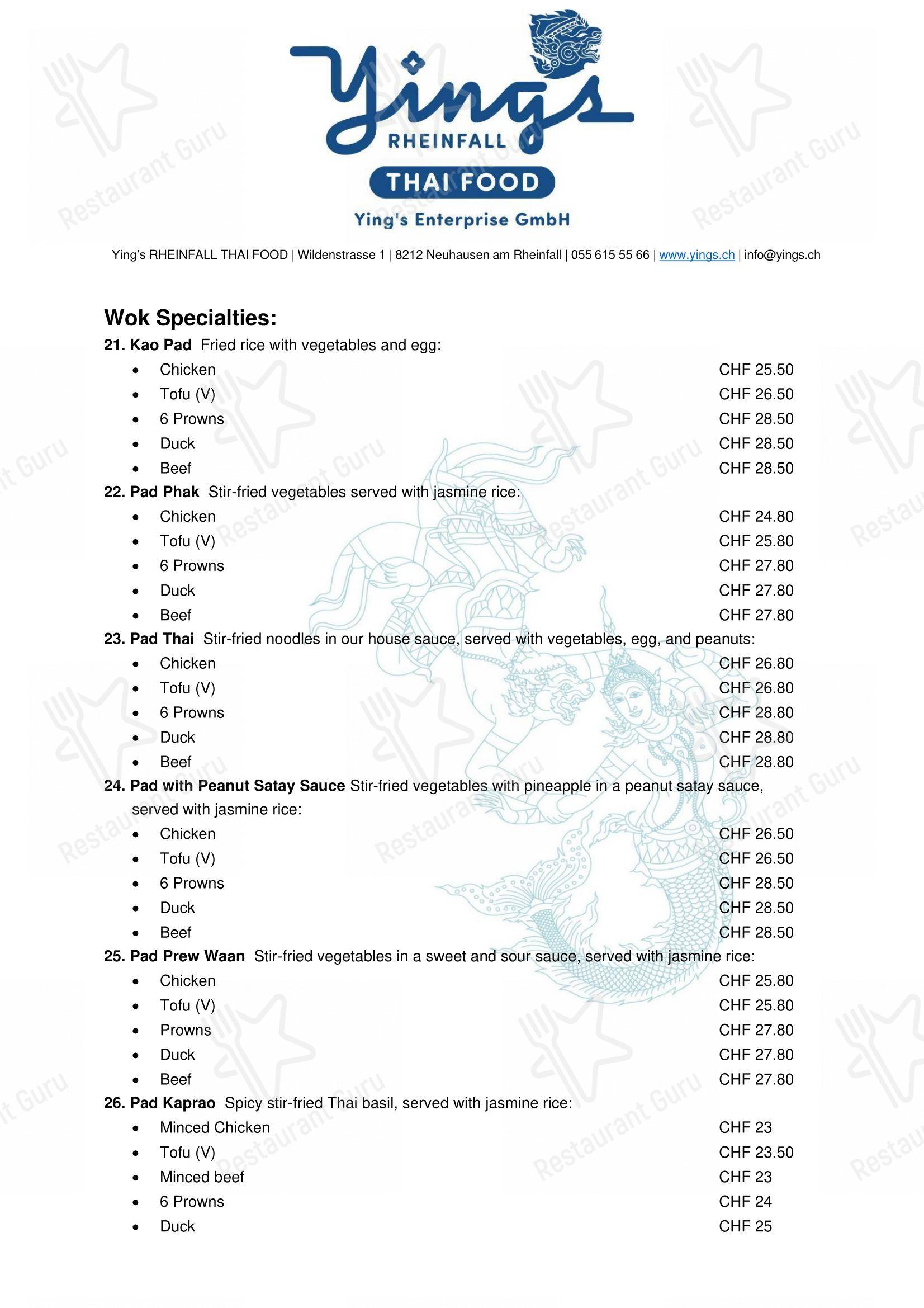 Коктейльная карта per Ying’s RHEINFALL THAI FOOD in Neuhausen am Rheinfall
