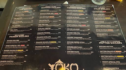 Yoko Sizzlers menu