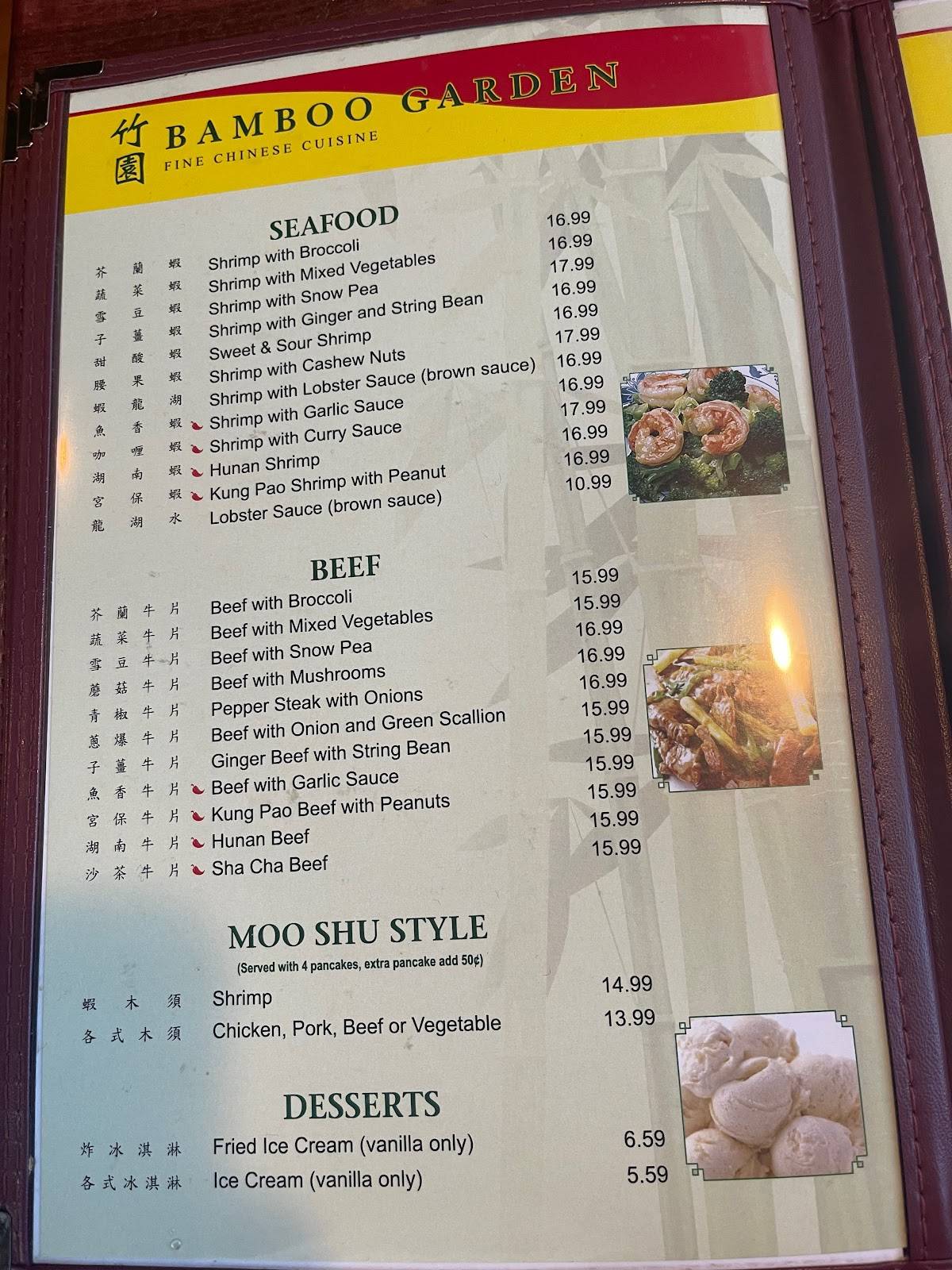 Menu at Bamboo Garden Restaurant, York