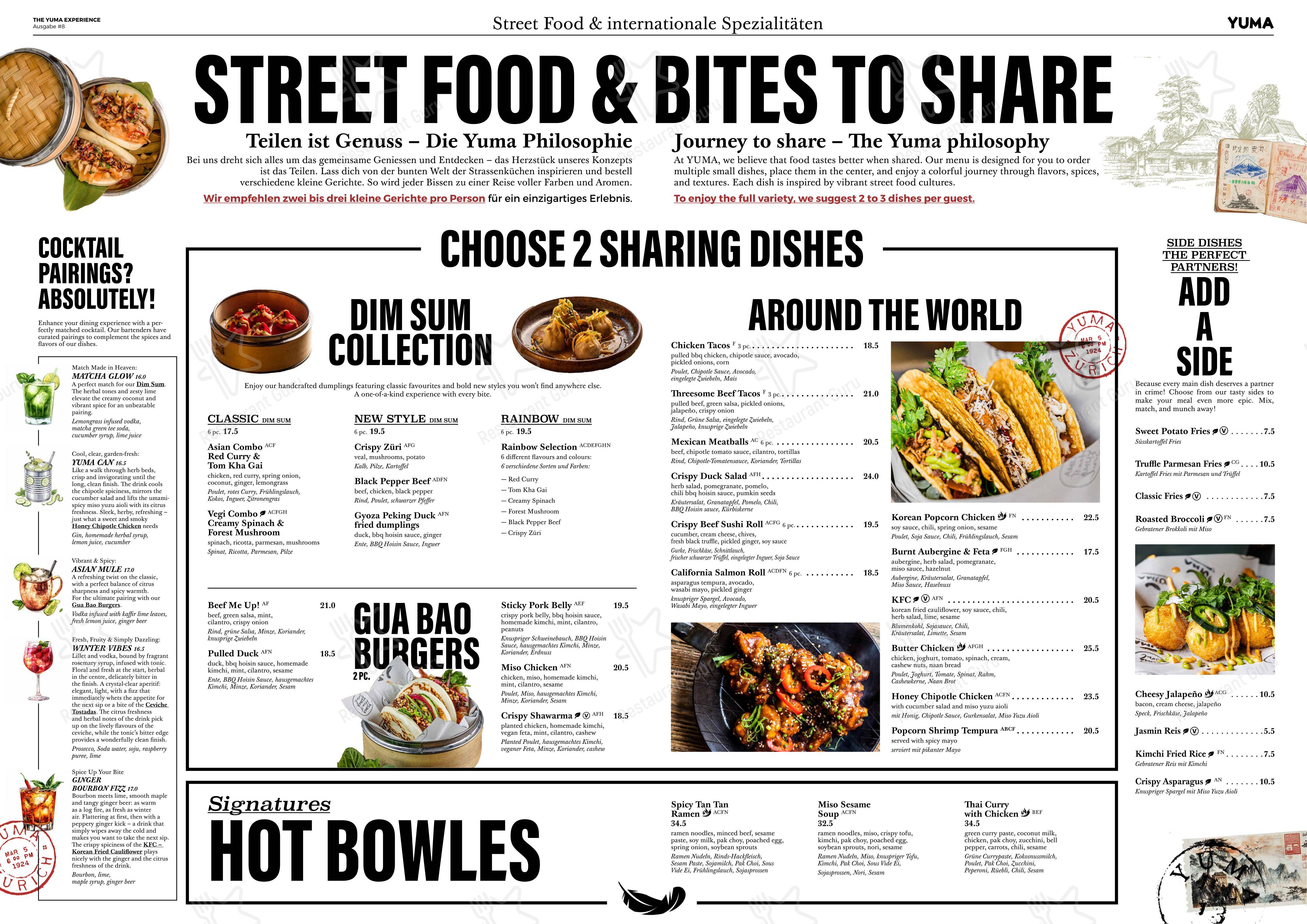 Menu bar per Yuma ristorante