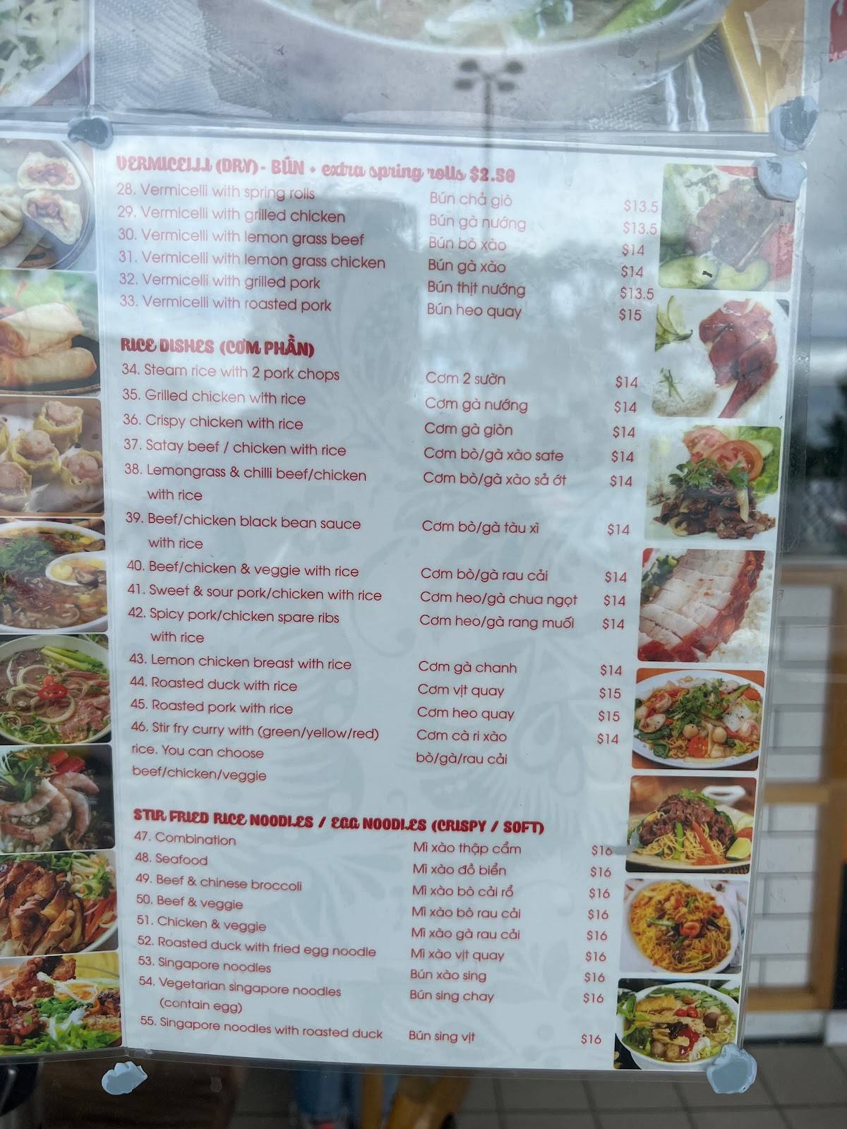 Menu at Yummy Pho Langwarrin restaurant, Langwarrin