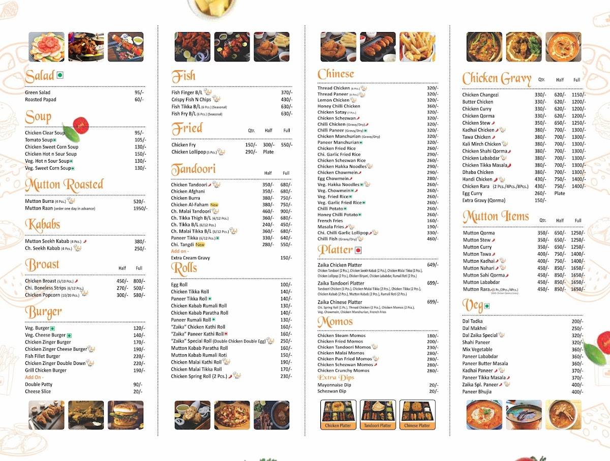 Zaika Foods menu