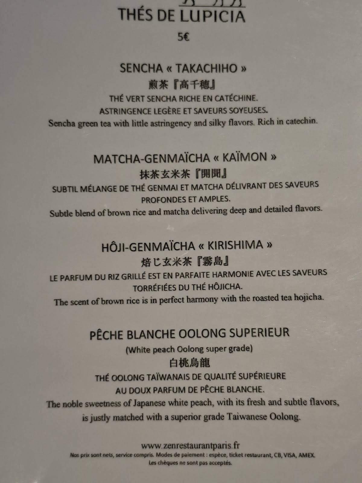 Menu de Zen