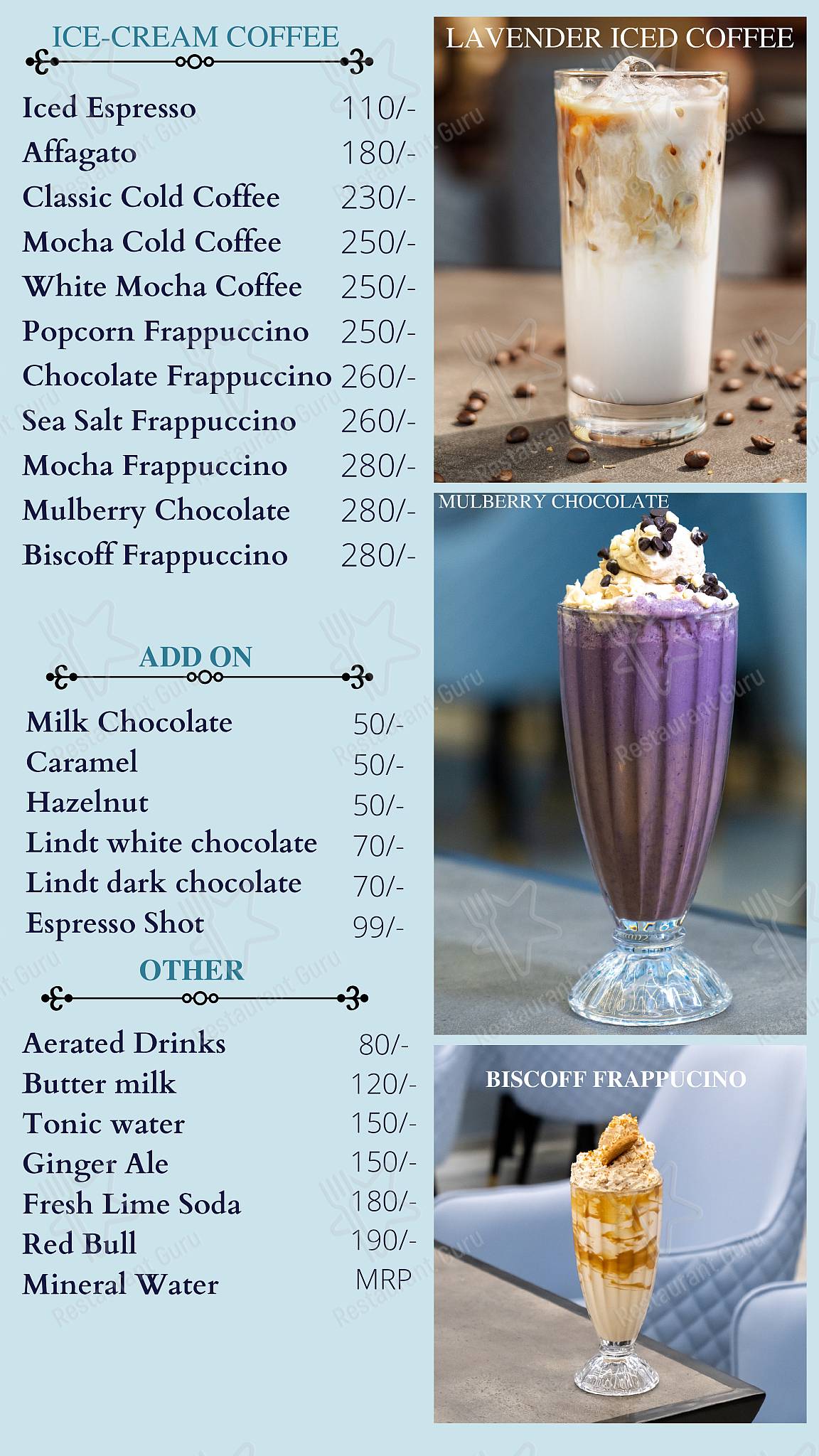 Zest House menu