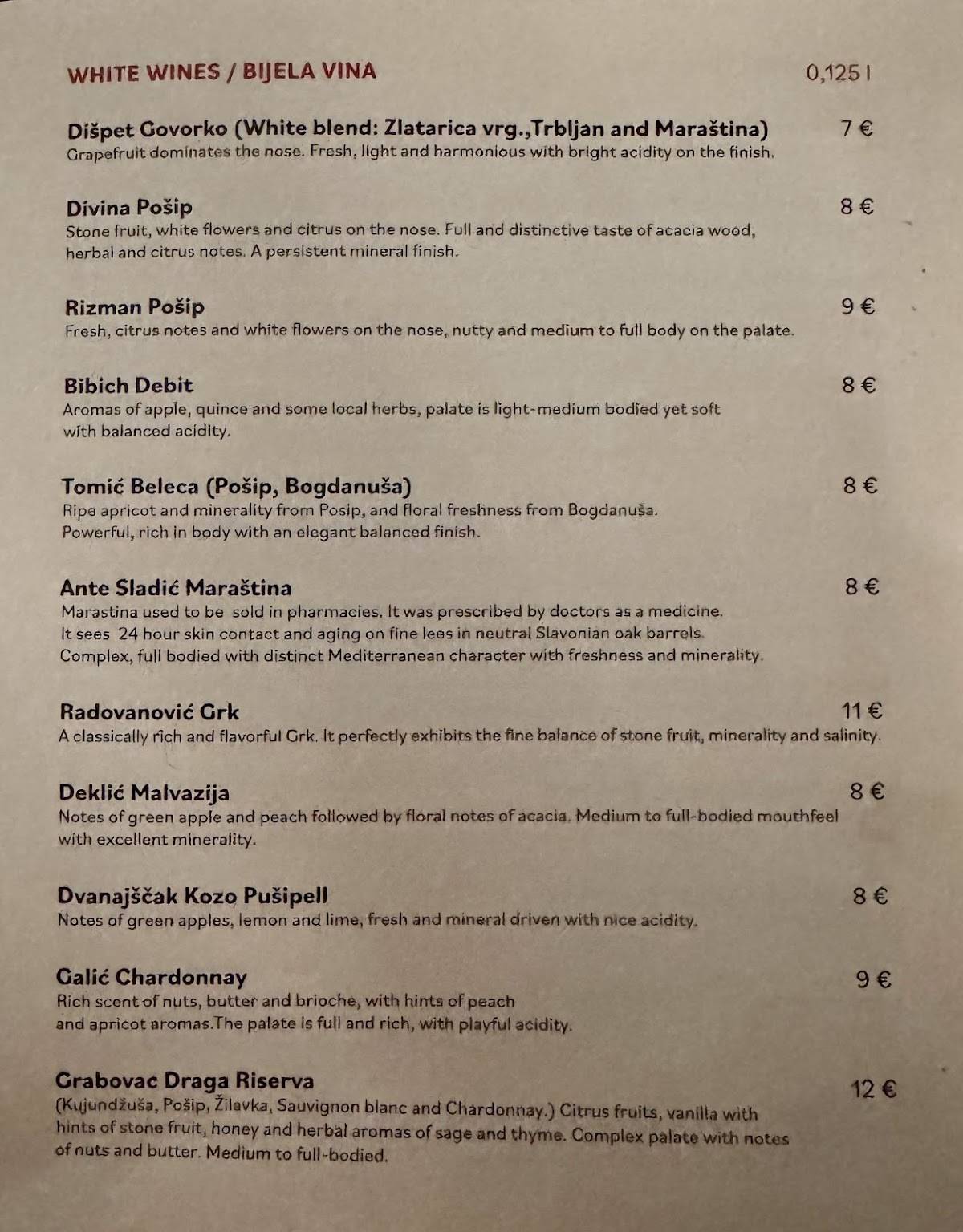 Menu di Zinfandel Food & Wine Bistro 