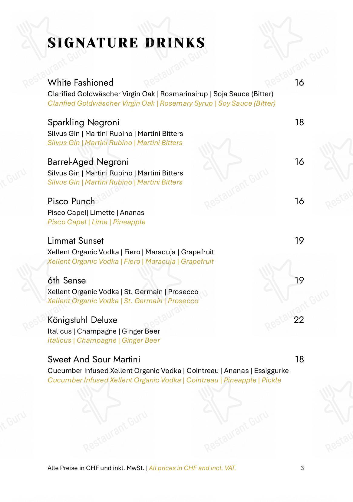 Основное меню per Zum Königstuhl - Schweizer Restaurant in Zürich Niederdorf ristorante