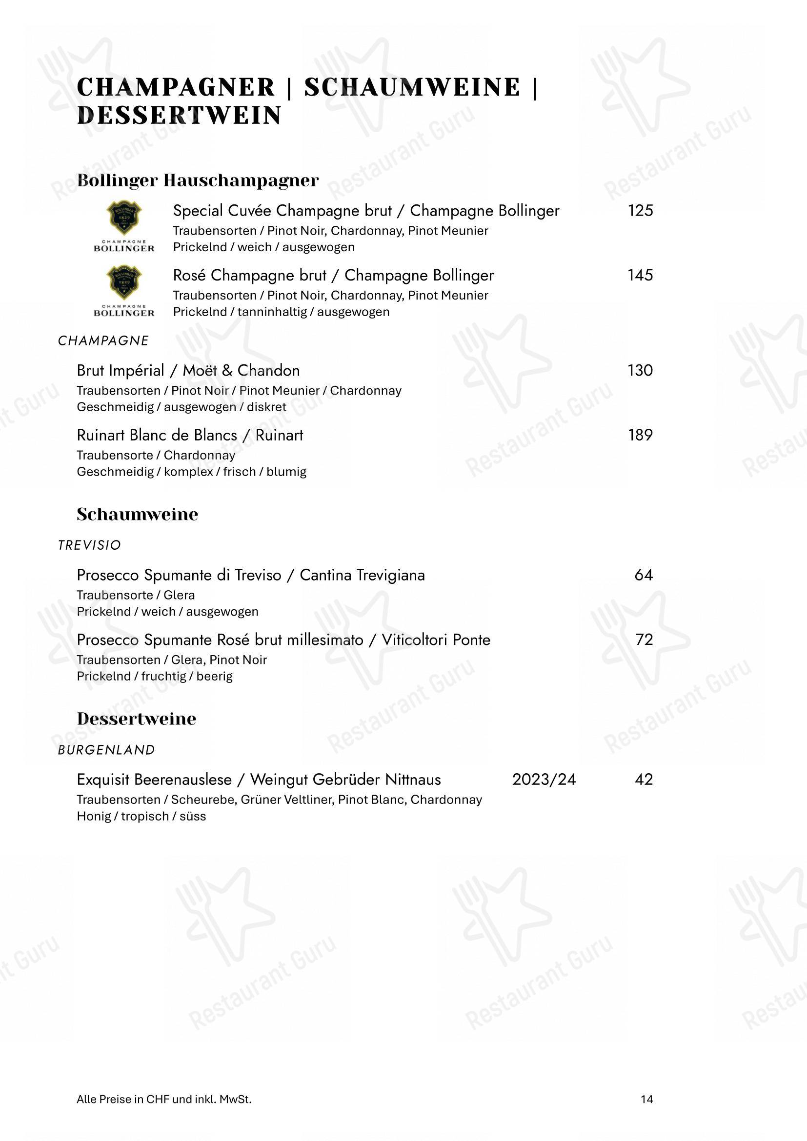 菜单 per Zum Königstuhl - Schweizer Restaurant in Zürich Niederdorf ristorante