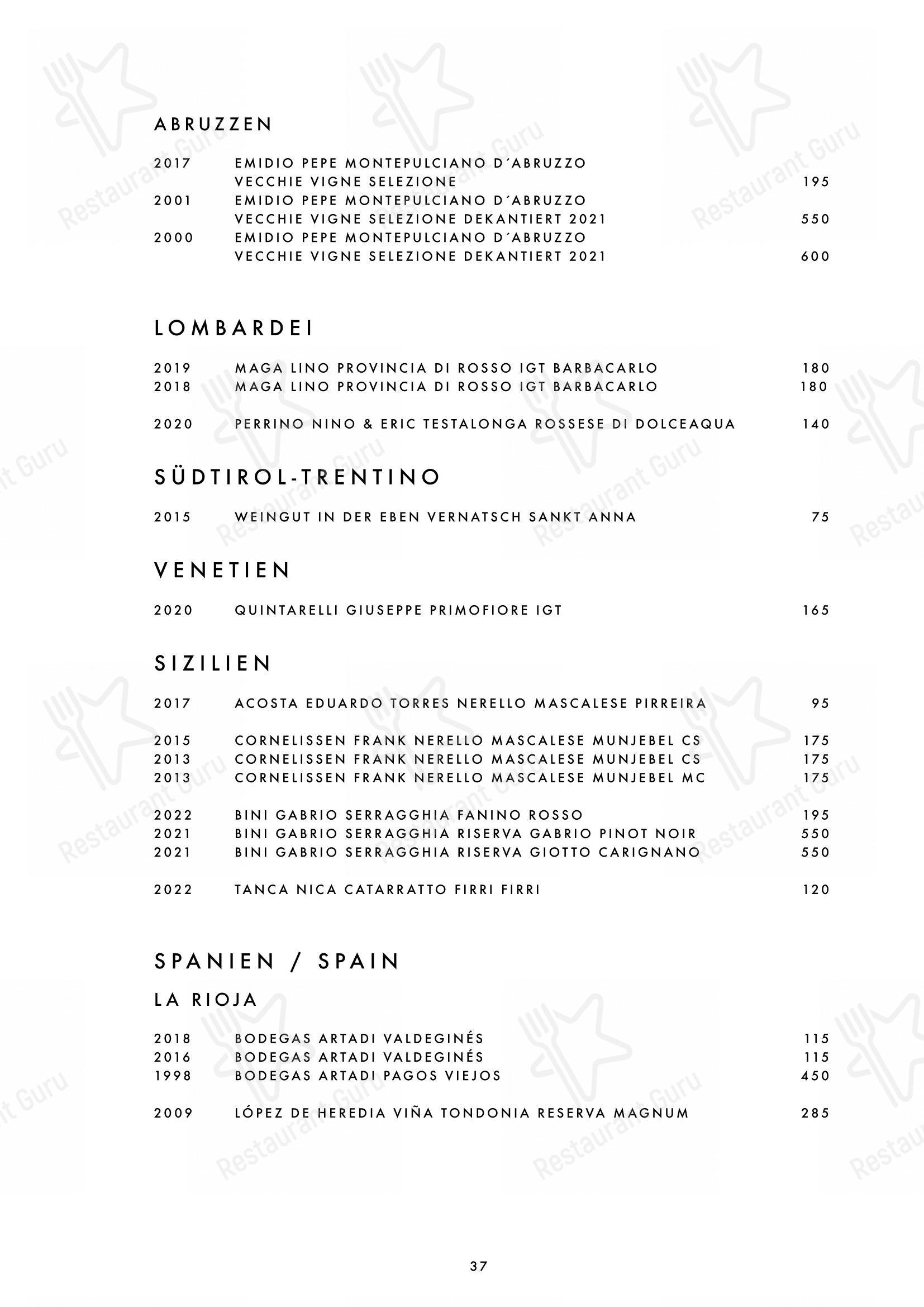 Основное меню pour [aend] restaurant