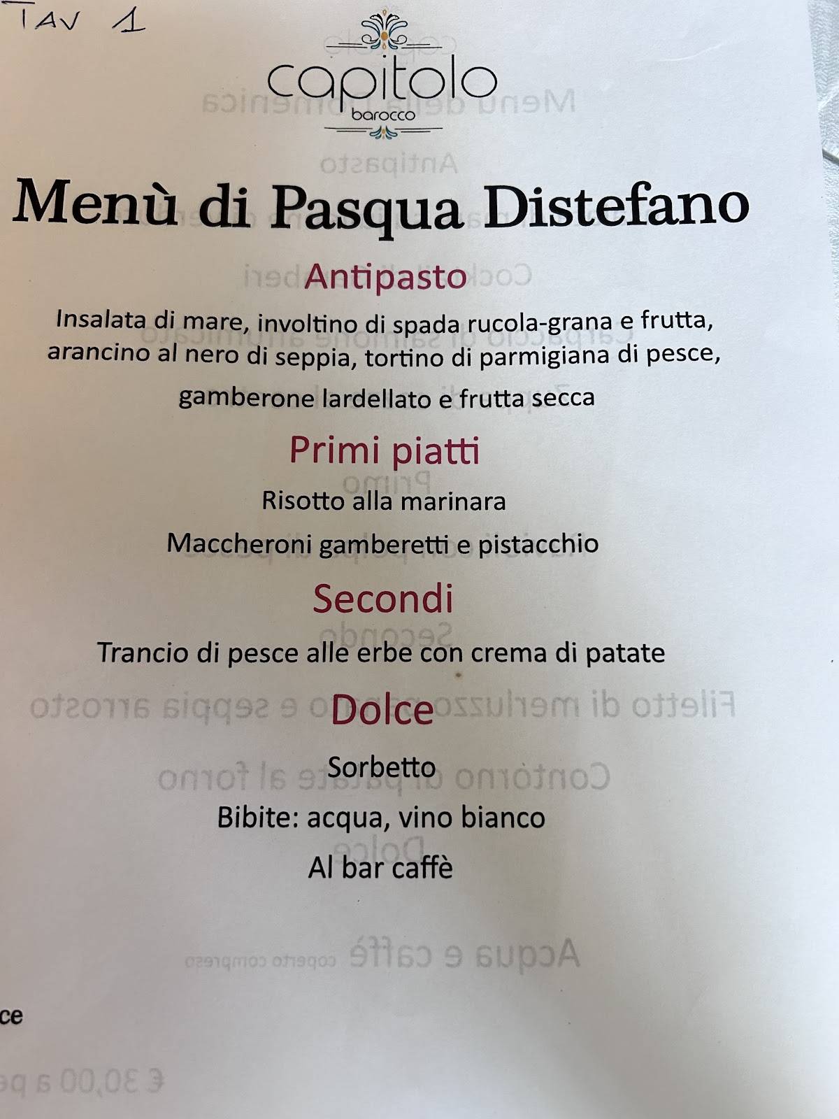 Menu di capitolo barocco 