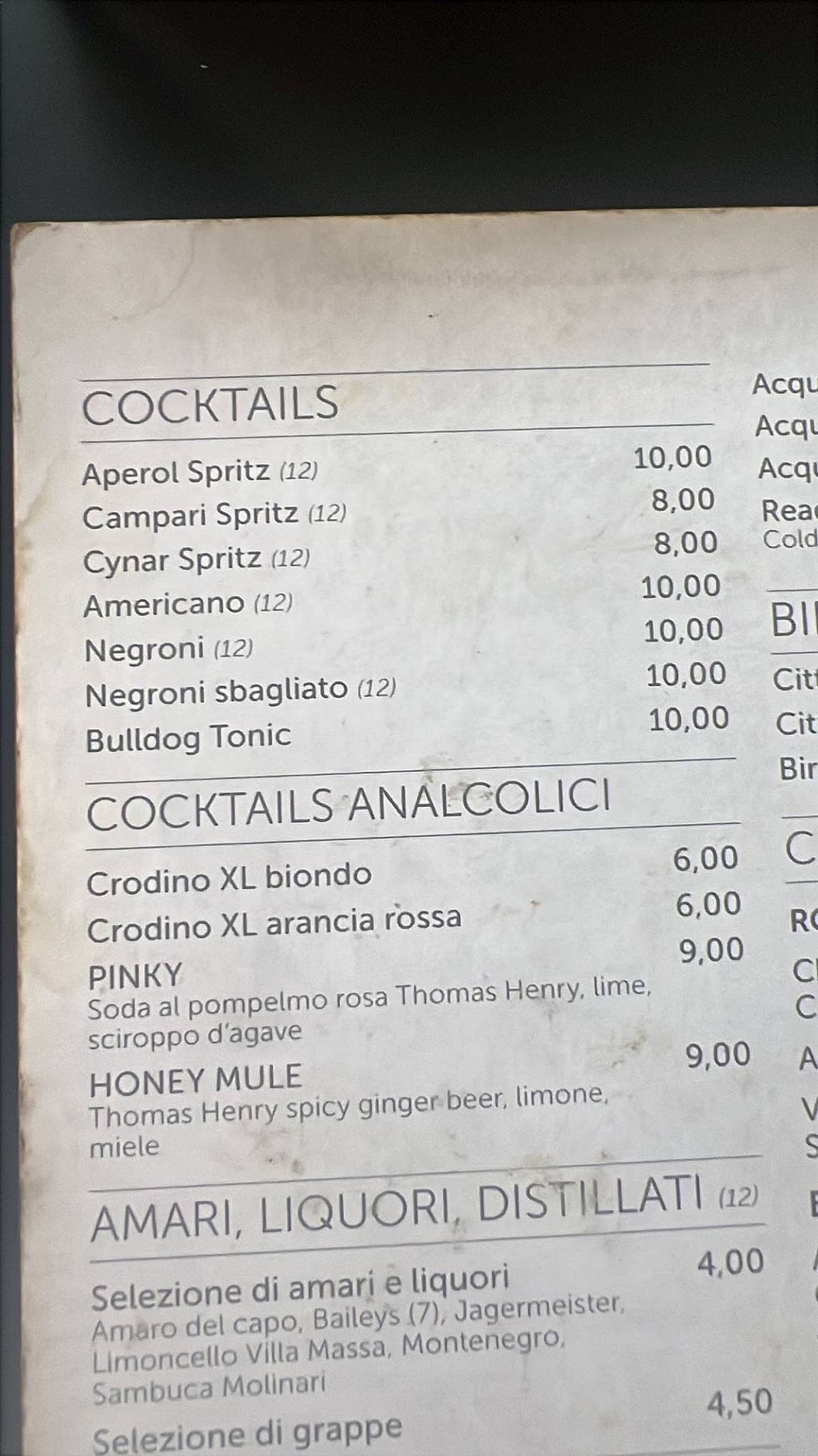 Menu di illy Caffè 