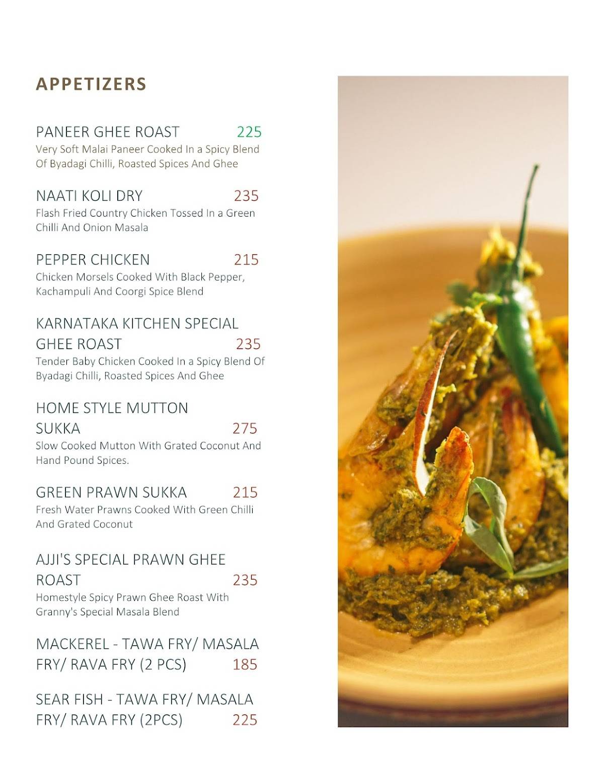 Karnataka Kitchen menu