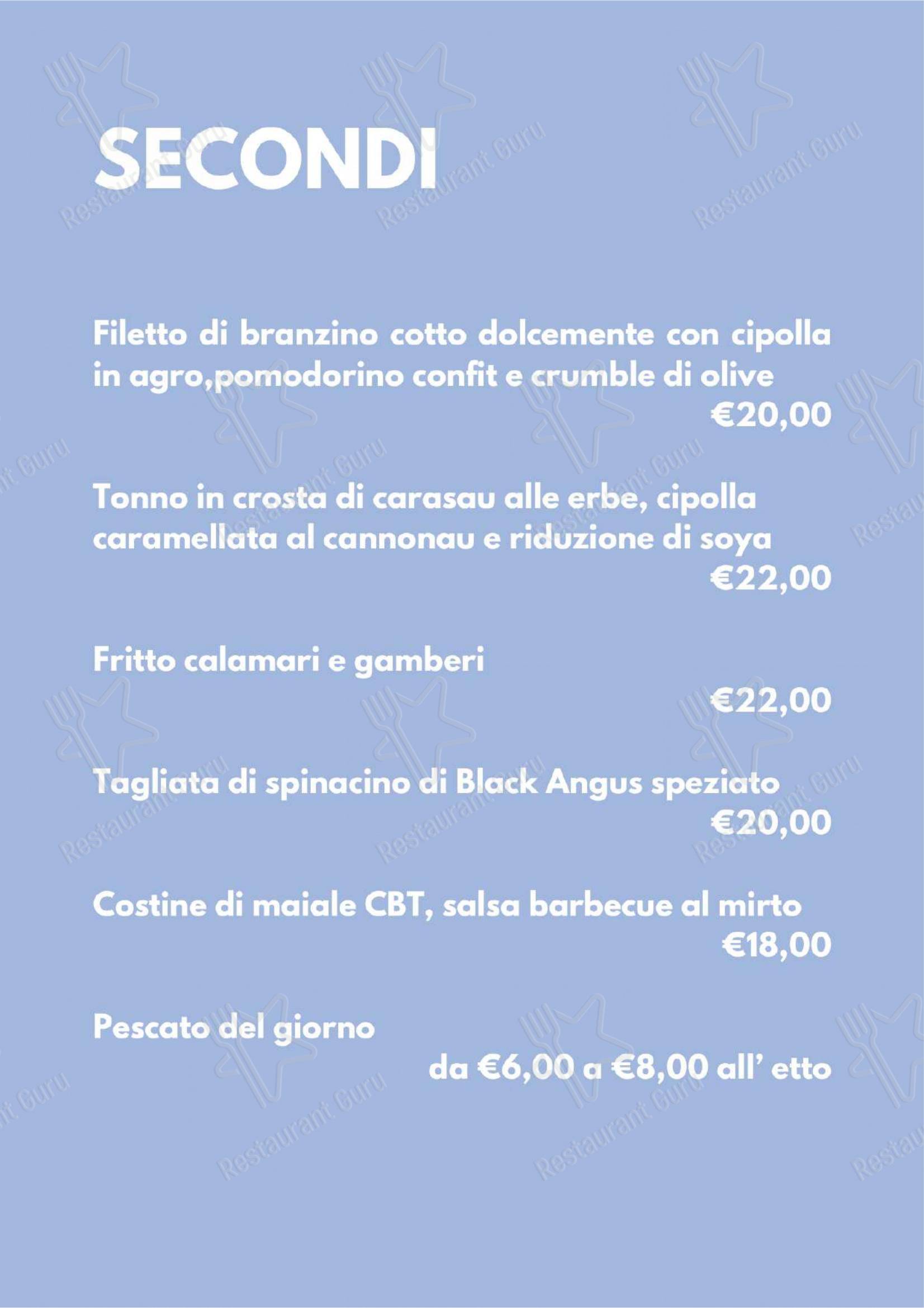Menu di Kelos Restaurant Olbia - Menu bar